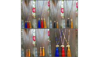 elephant bronze golden caps tassels necklaces crystal bead long strand 50 pieces